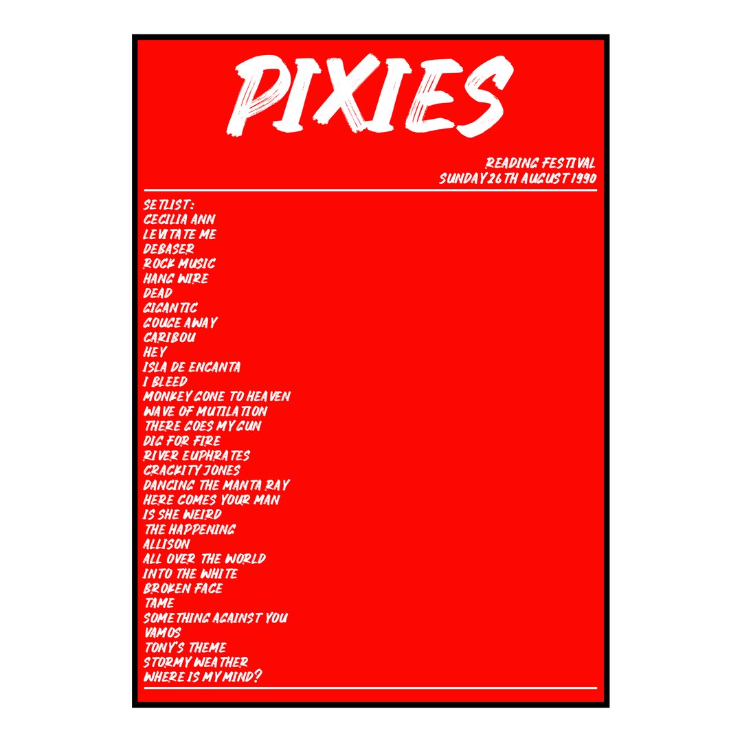 Pixies Reading 26th August 1990 Setlist poster