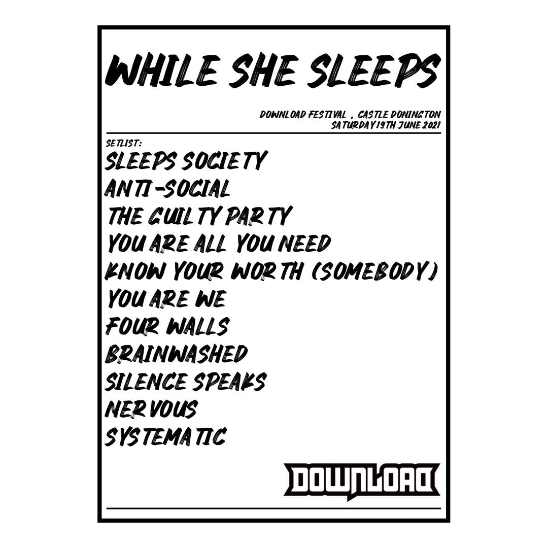 While She Sleeps Castle Donington 19th June 2021 Setlist poster