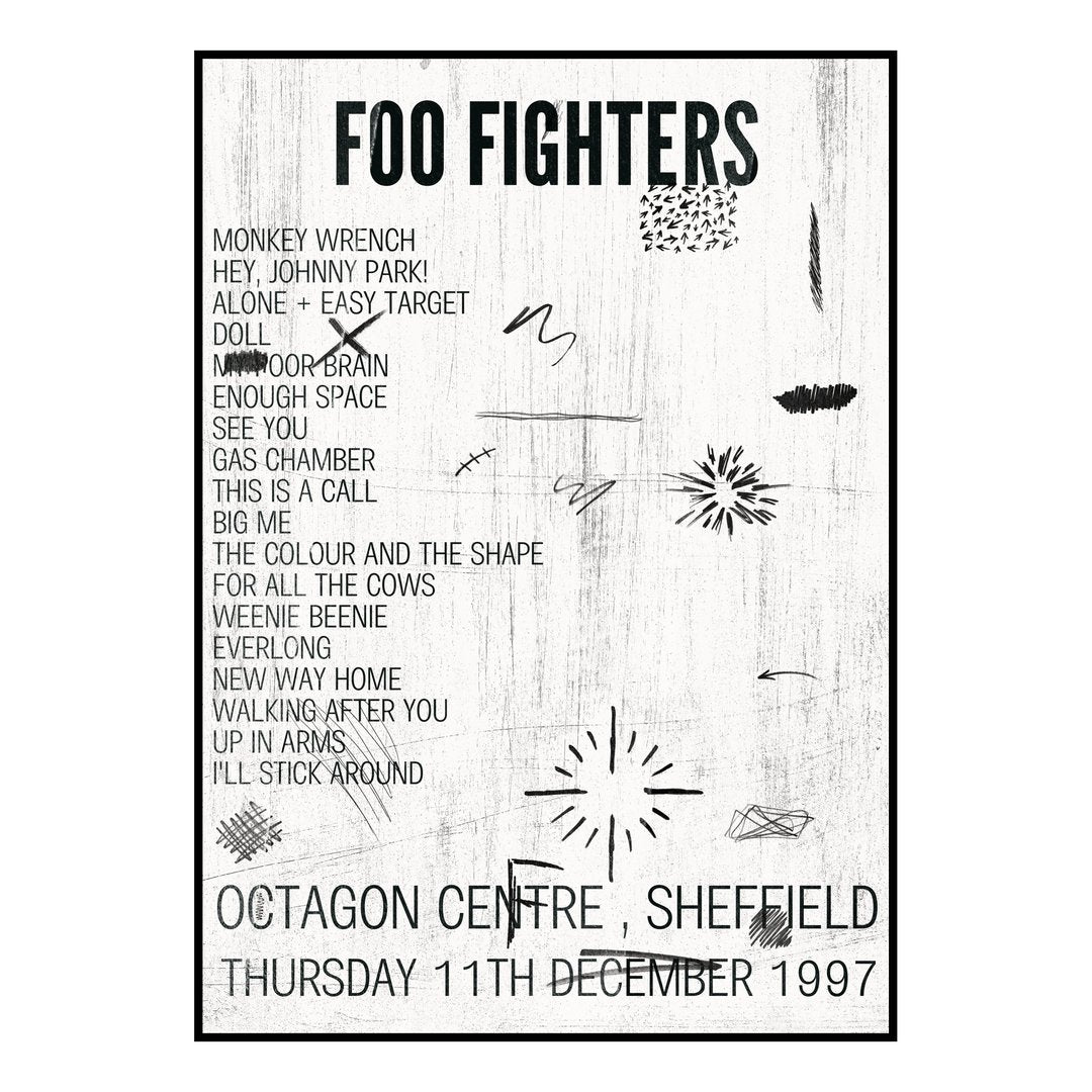 Foo Fighters Sheffield 11th December 1997 Setlist poster