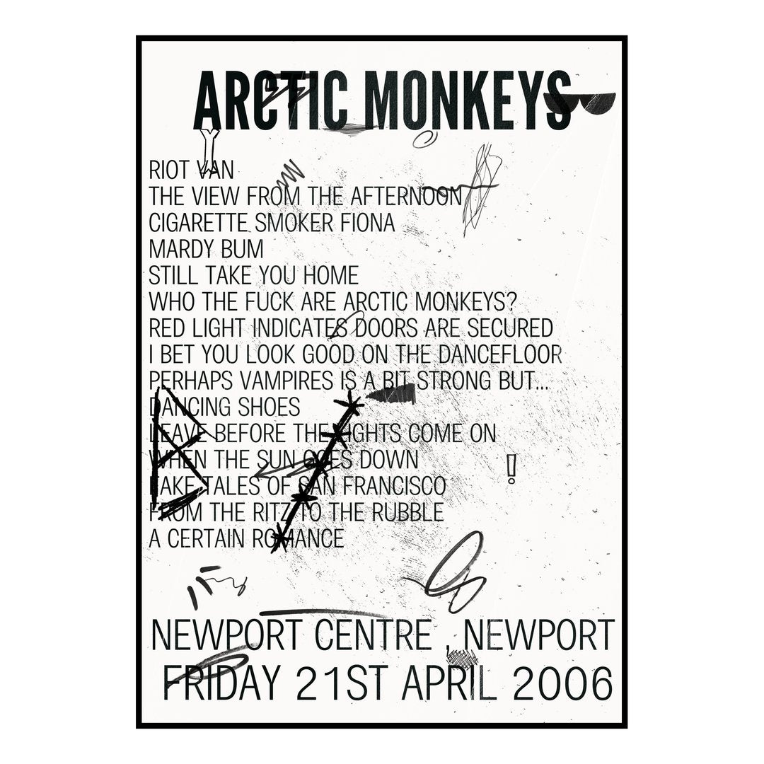 Arctic Monkeys Newport 21st April 2006 Setlist poster