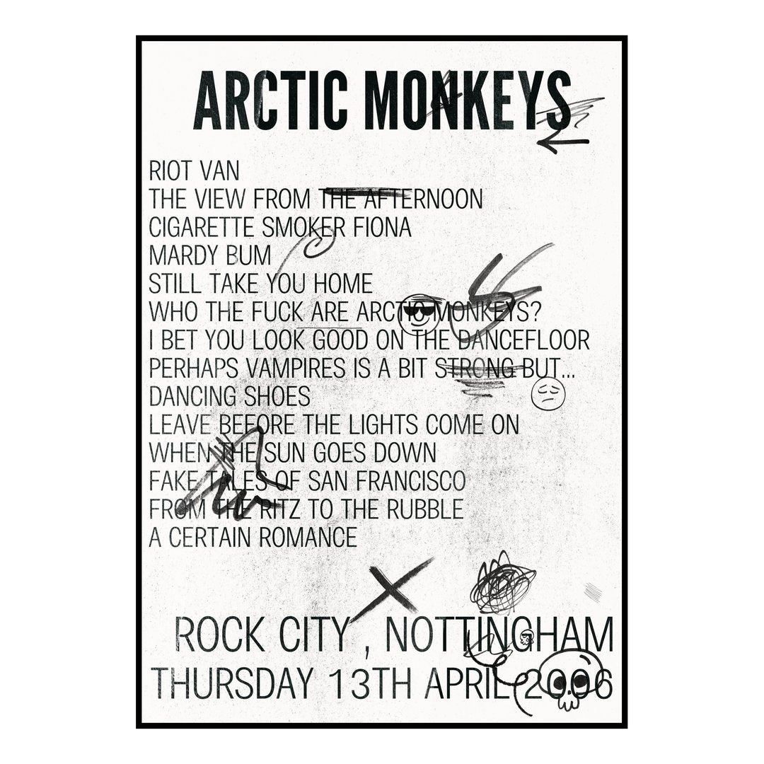 Arctic Monkeys Nottingham 13th April 2006 Setlist poster