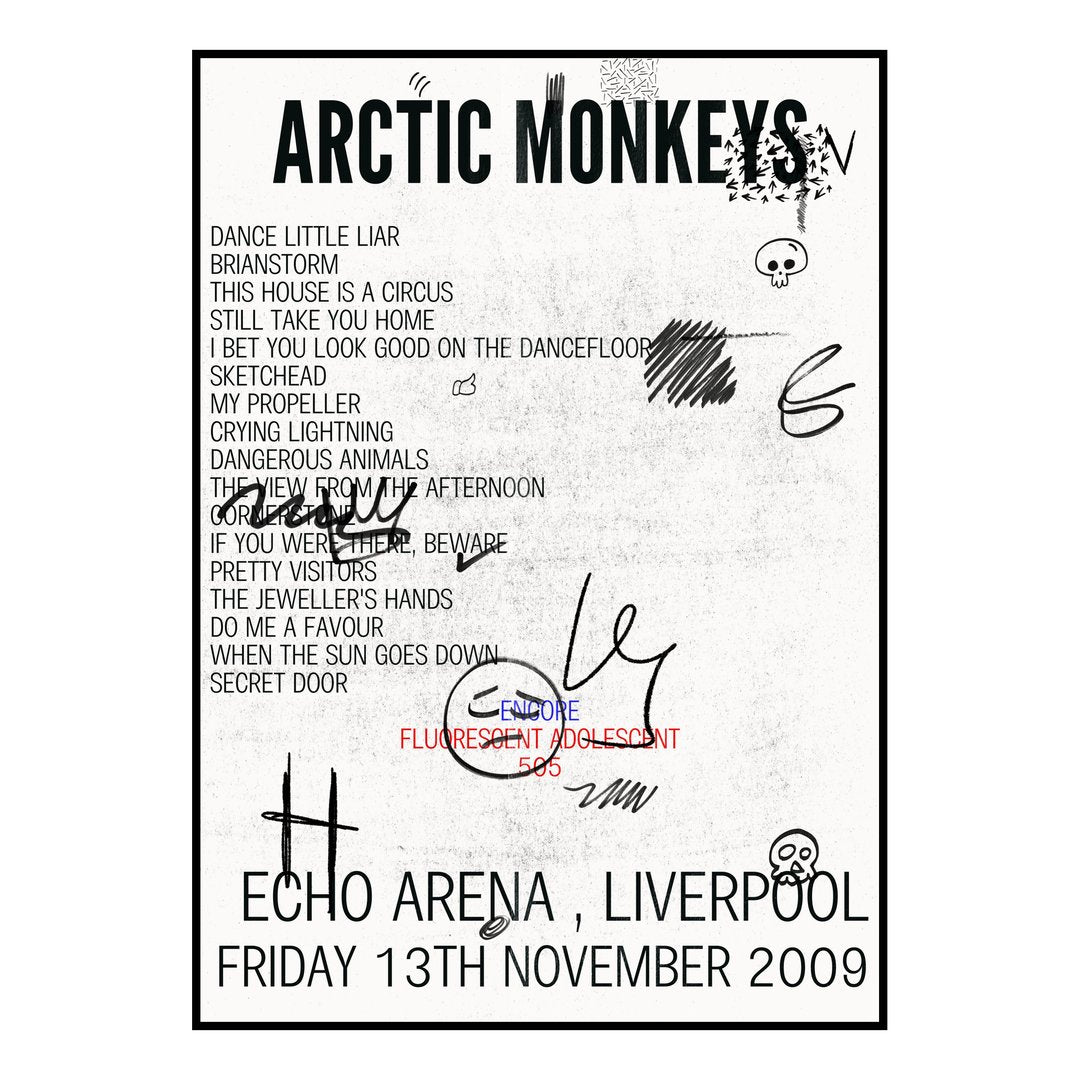 Arctic Monkeys Liverpool 13th November 2009 Setlist poster