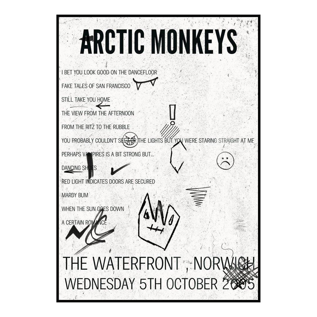 Arctic Monkeys Norwich 5th October 2005 Setlist poster