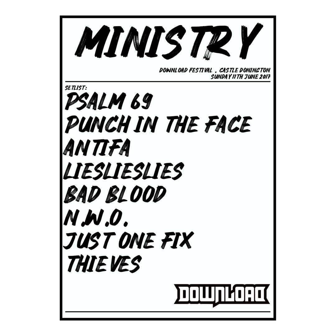Ministry Castle Donington 11th June 2017 Setlist poster