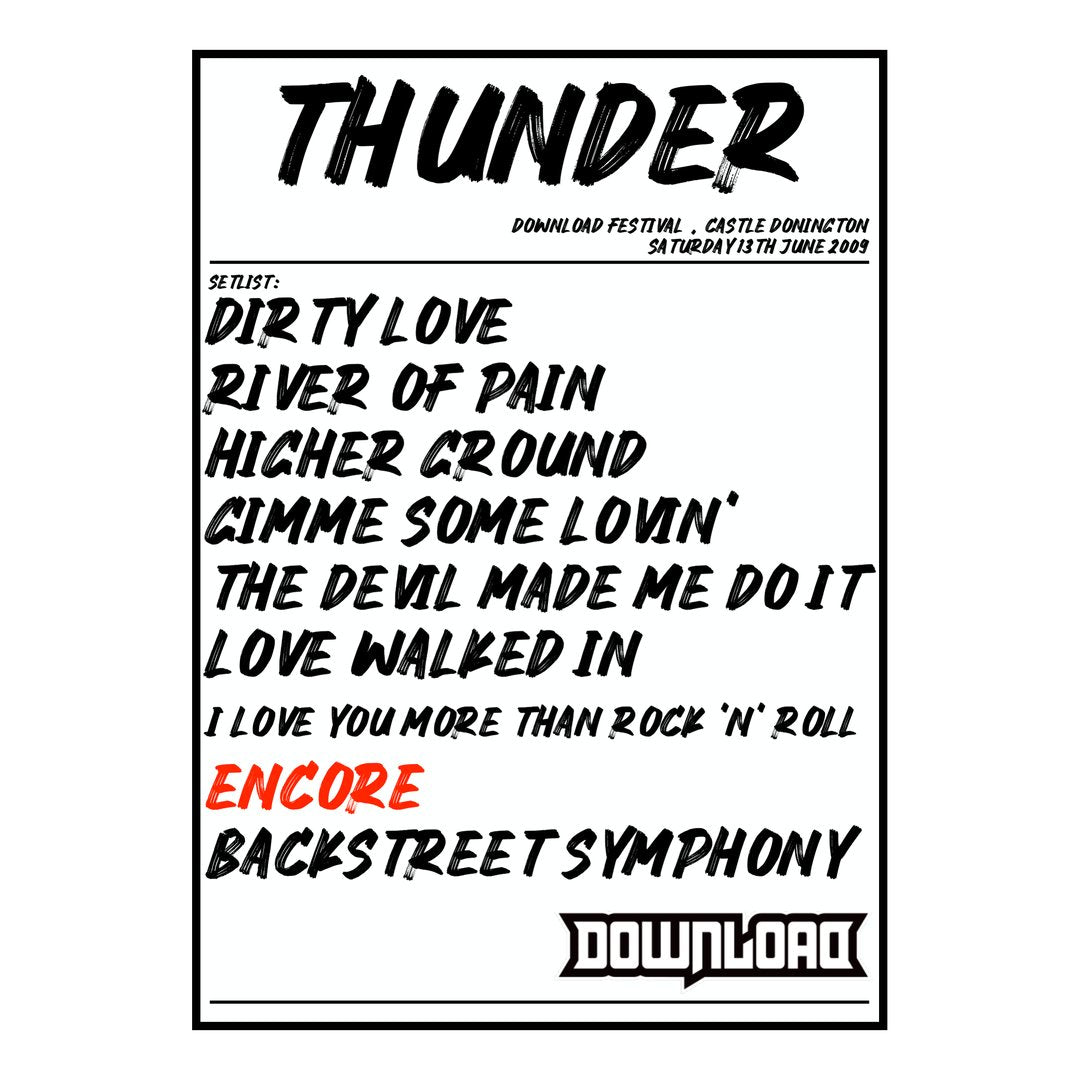 Thunder Castle Donington 13th June 2009 Setlist poster