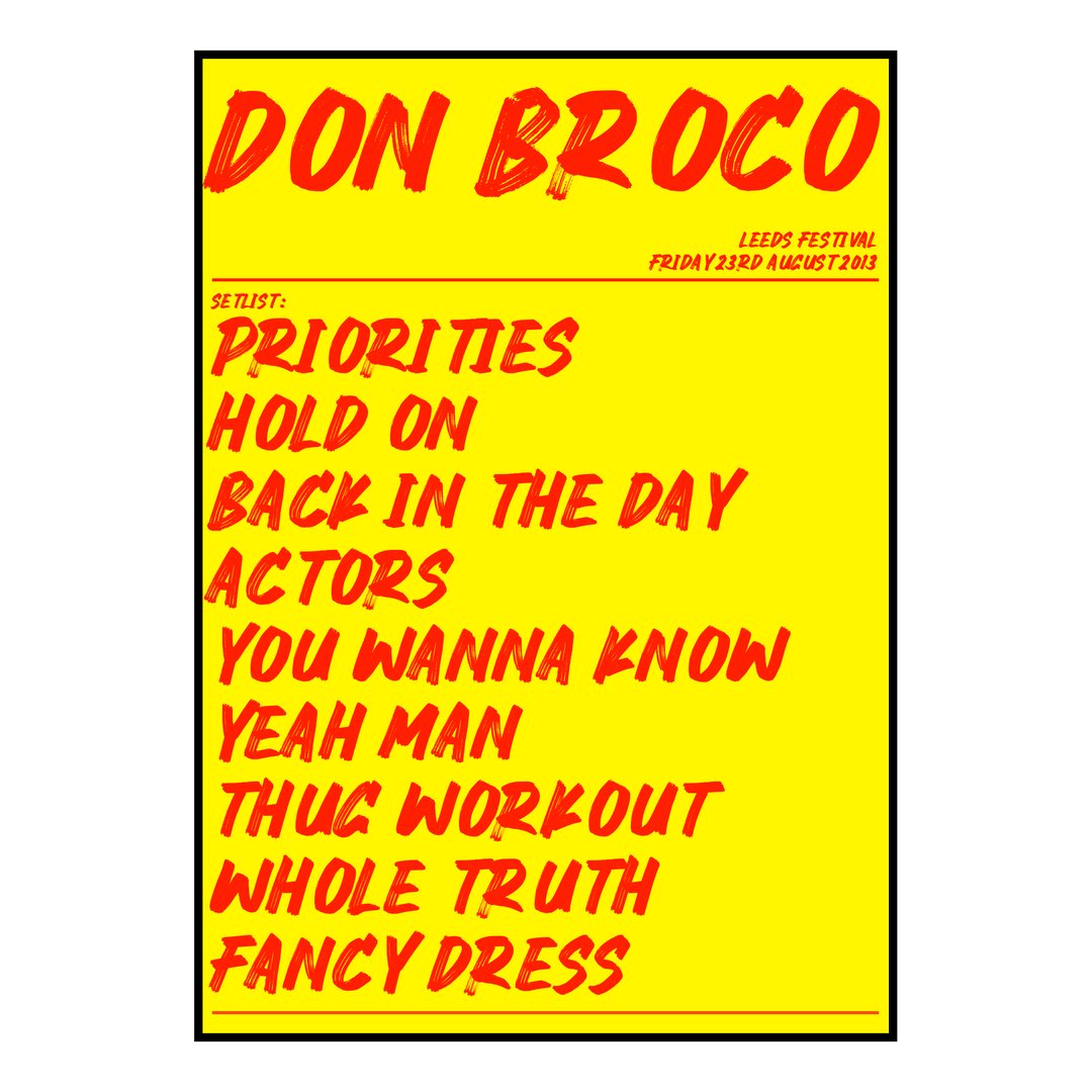Don Broco Bramham 23rd August 2013 Setlist poster