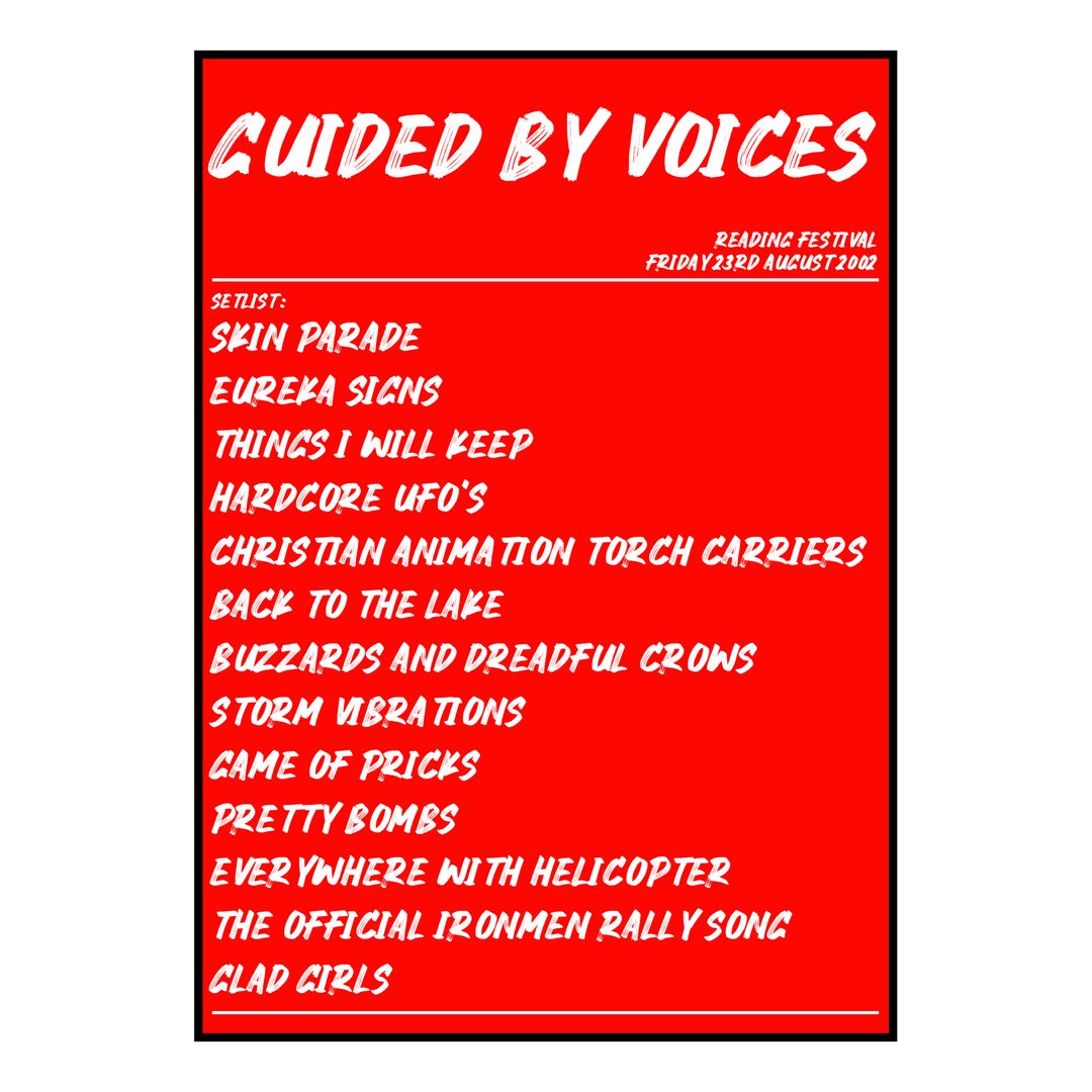 Guided by Voices Reading 23rd August 2002 Setlist poster