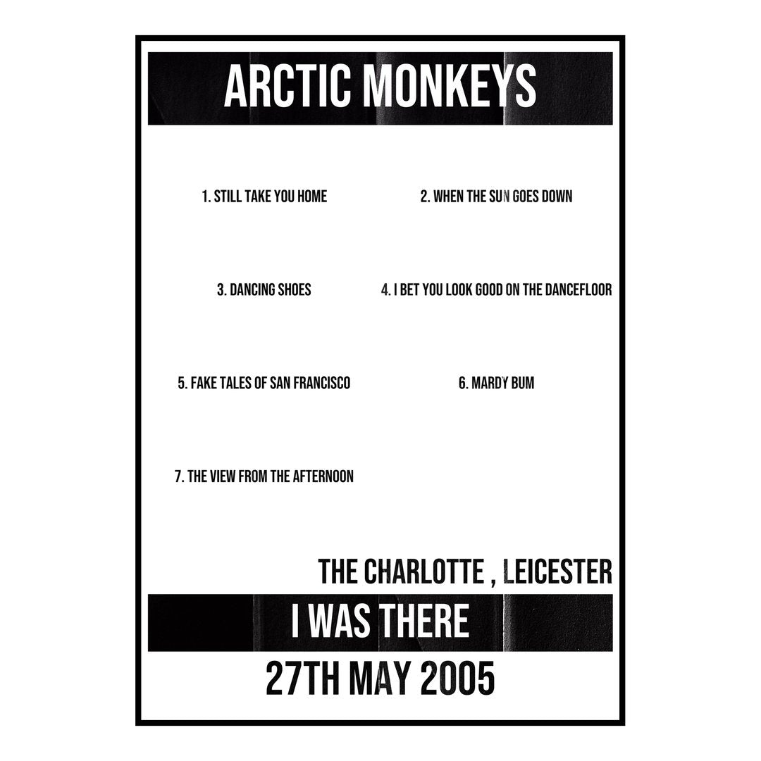 Arctic Monkeys Leicester 27th May 2005 Setlist poster