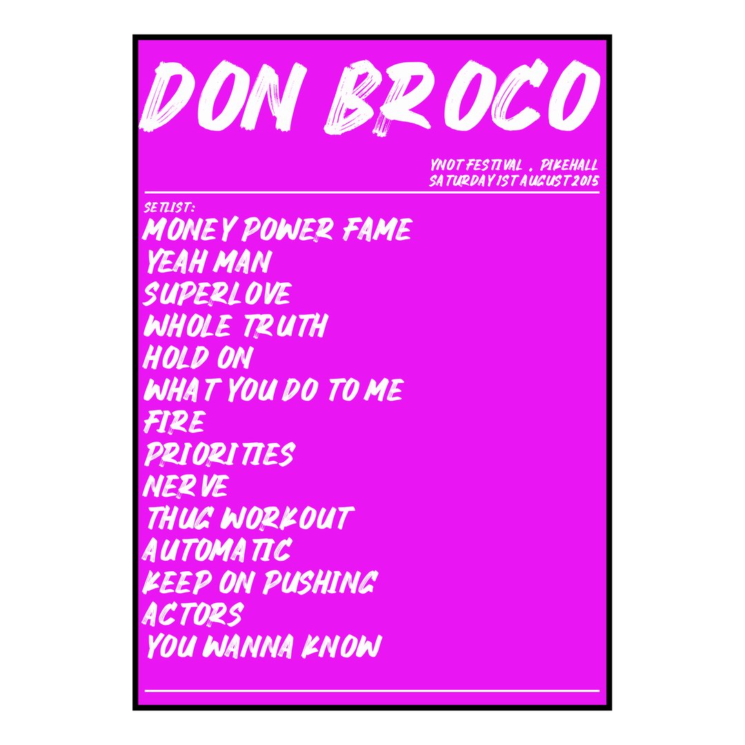 Don Broco Pikehall 1st August 2015 Setlist poster