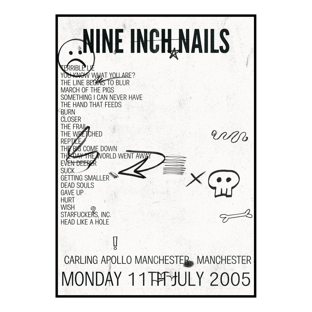 Nine Inch Nails Manchester 11th July 2005 Setlist poster
