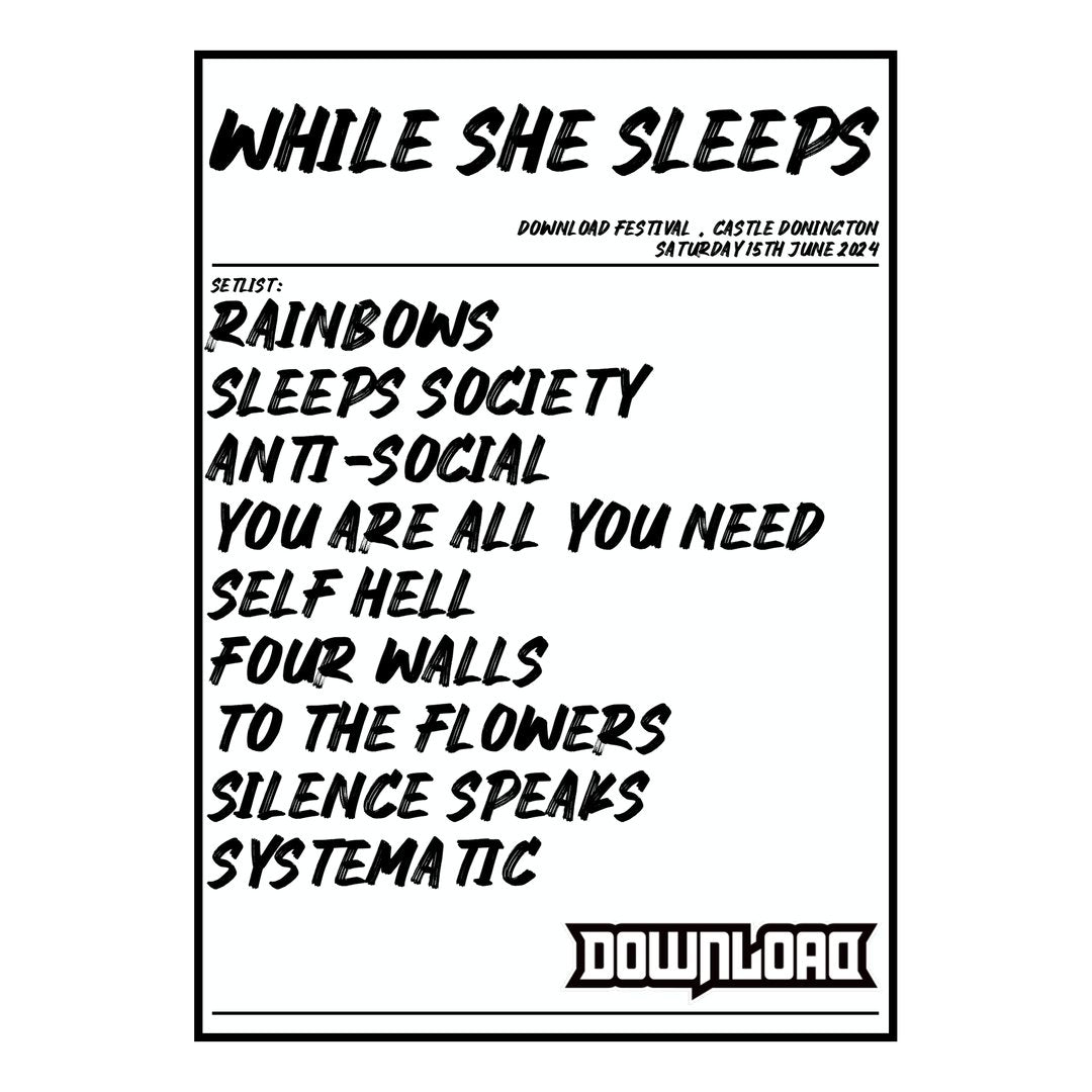 While She Sleeps Castle Donington 15th June 2024 Setlist poster