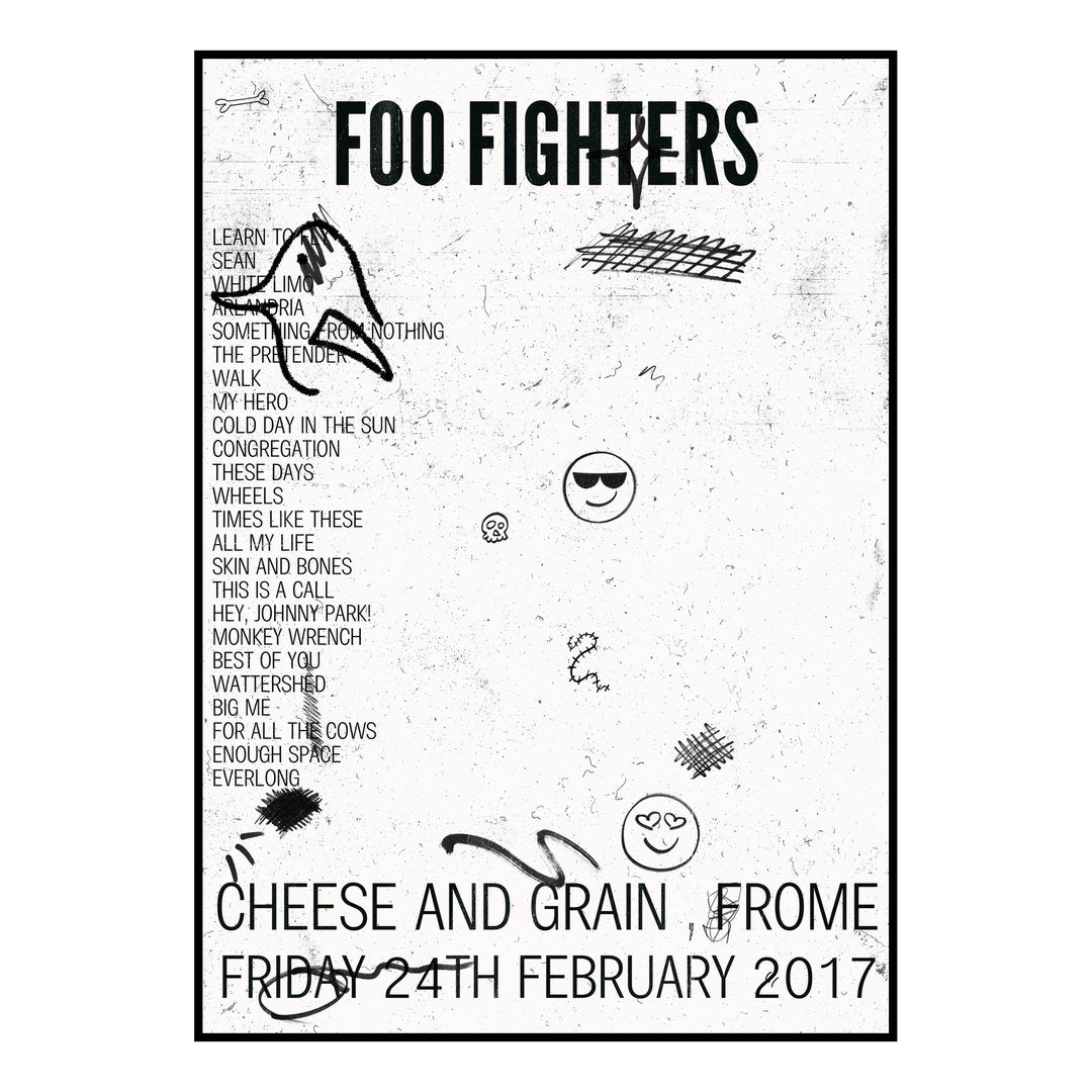 Foo Fighters Frome 24th February 2017 Setlist poster