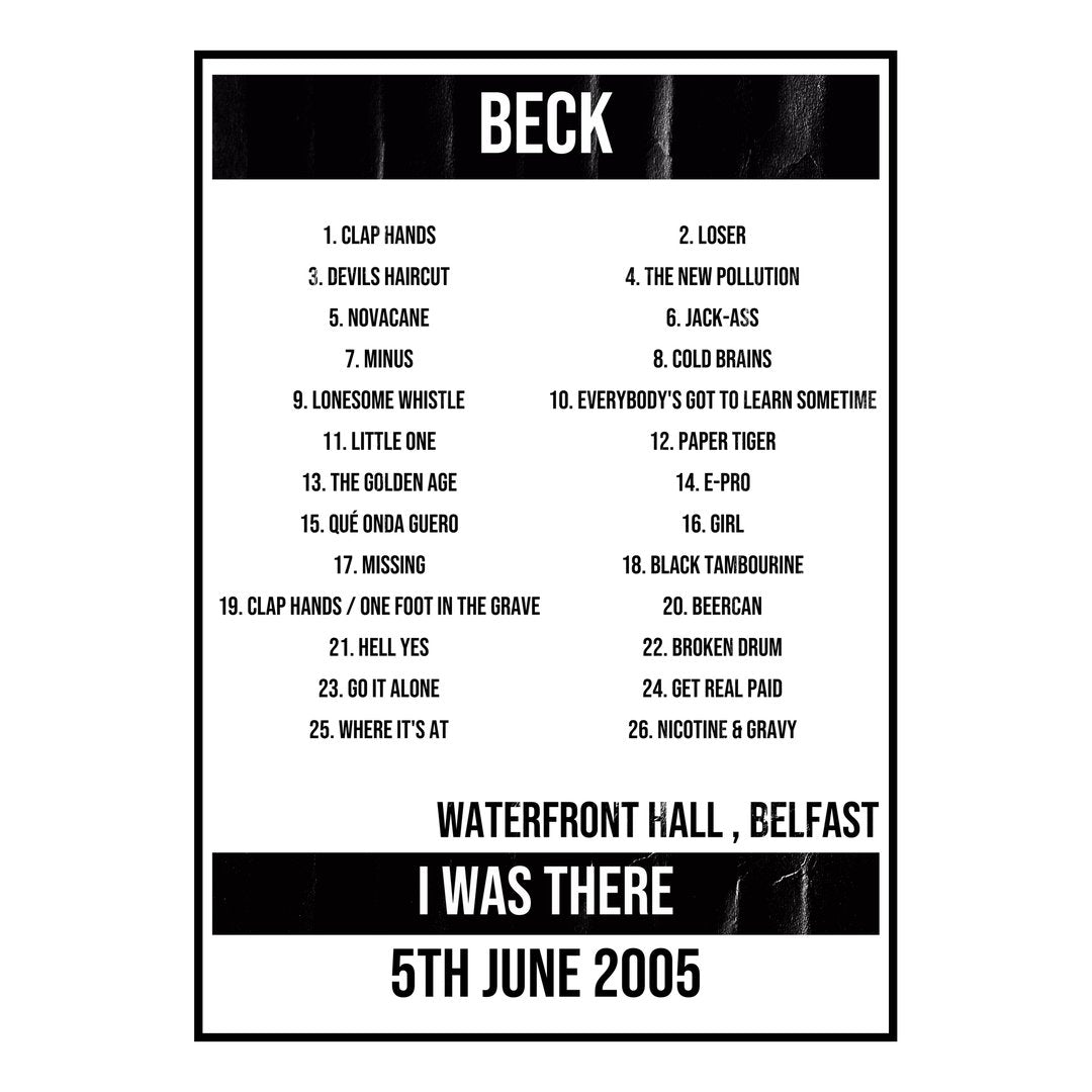 Beck Belfast 5th June 2005 Setlist poster