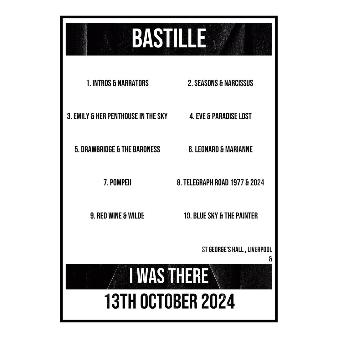 Bastille Liverpool 13th October 2024 Setlist poster