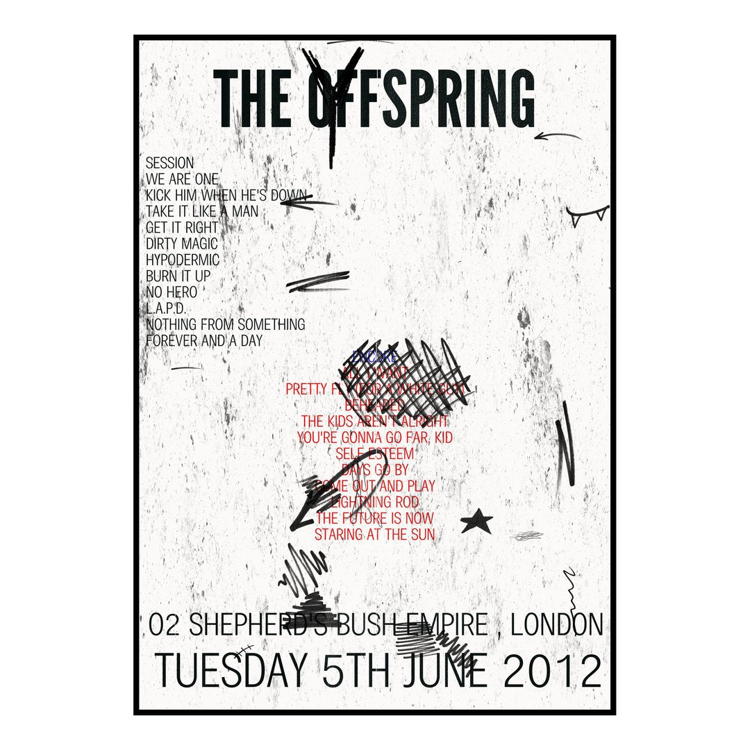 The Offspring London 5th June 2012 Setlist poster