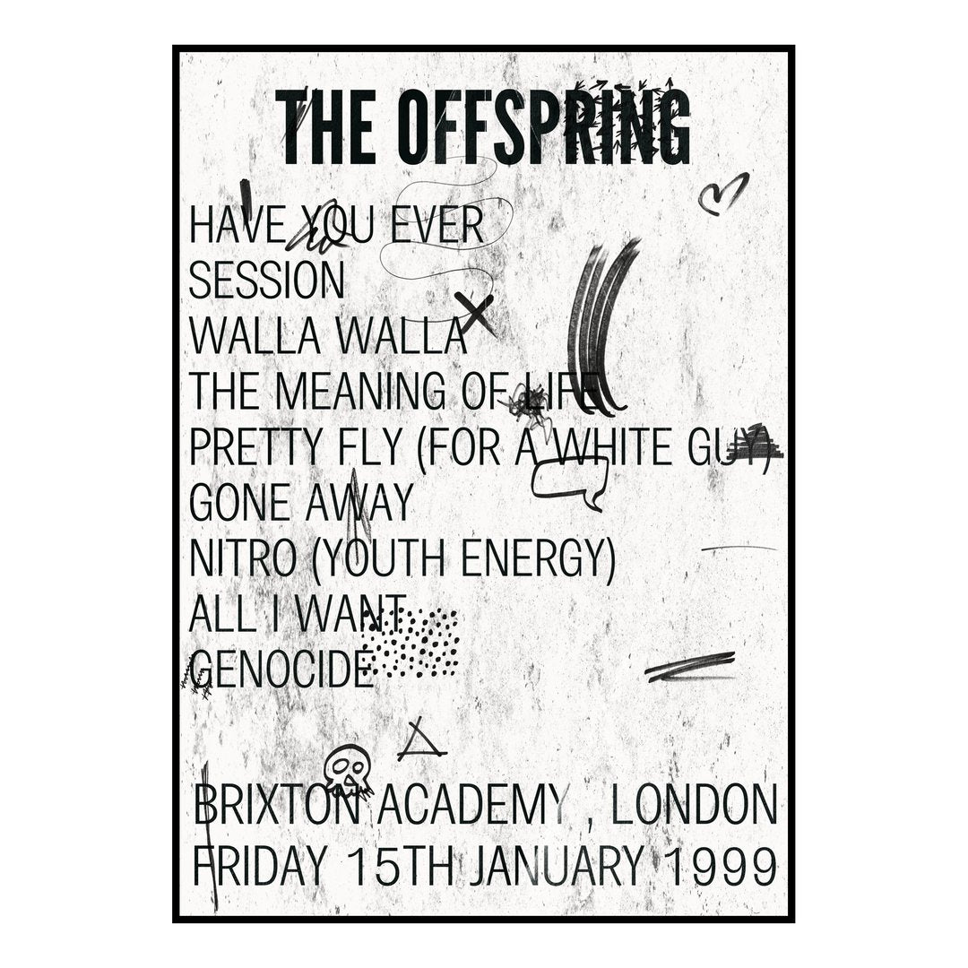 The Offspring London 15th January 1999 Setlist poster