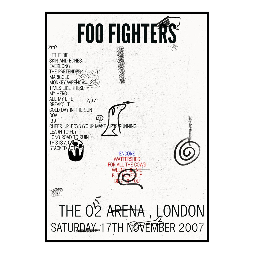 Foo Fighters London 17th November 2007 Setlist poster