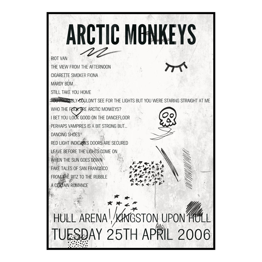 Arctic Monkeys Kingston upon Hull 25th April 2006 Setlist poster