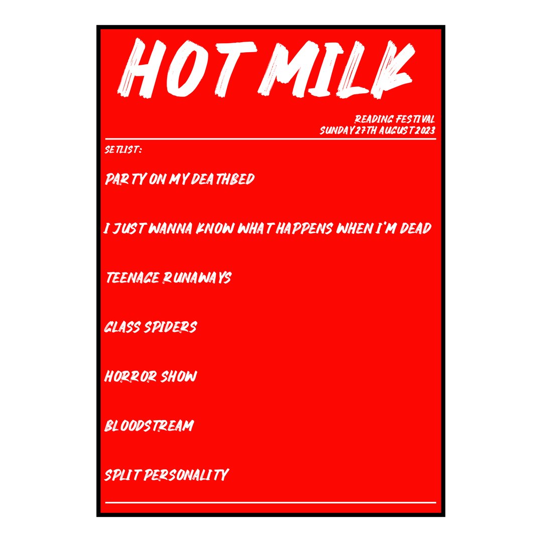 Hot Milk Reading 27th August 2023 Setlist poster