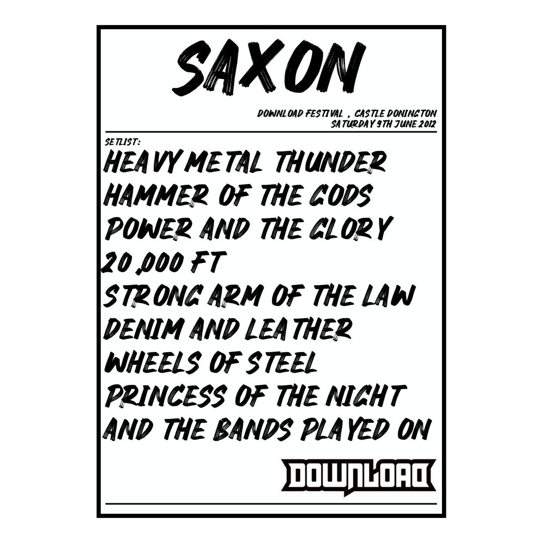 Saxon Castle Donington 9th June 2012 Setlist poster