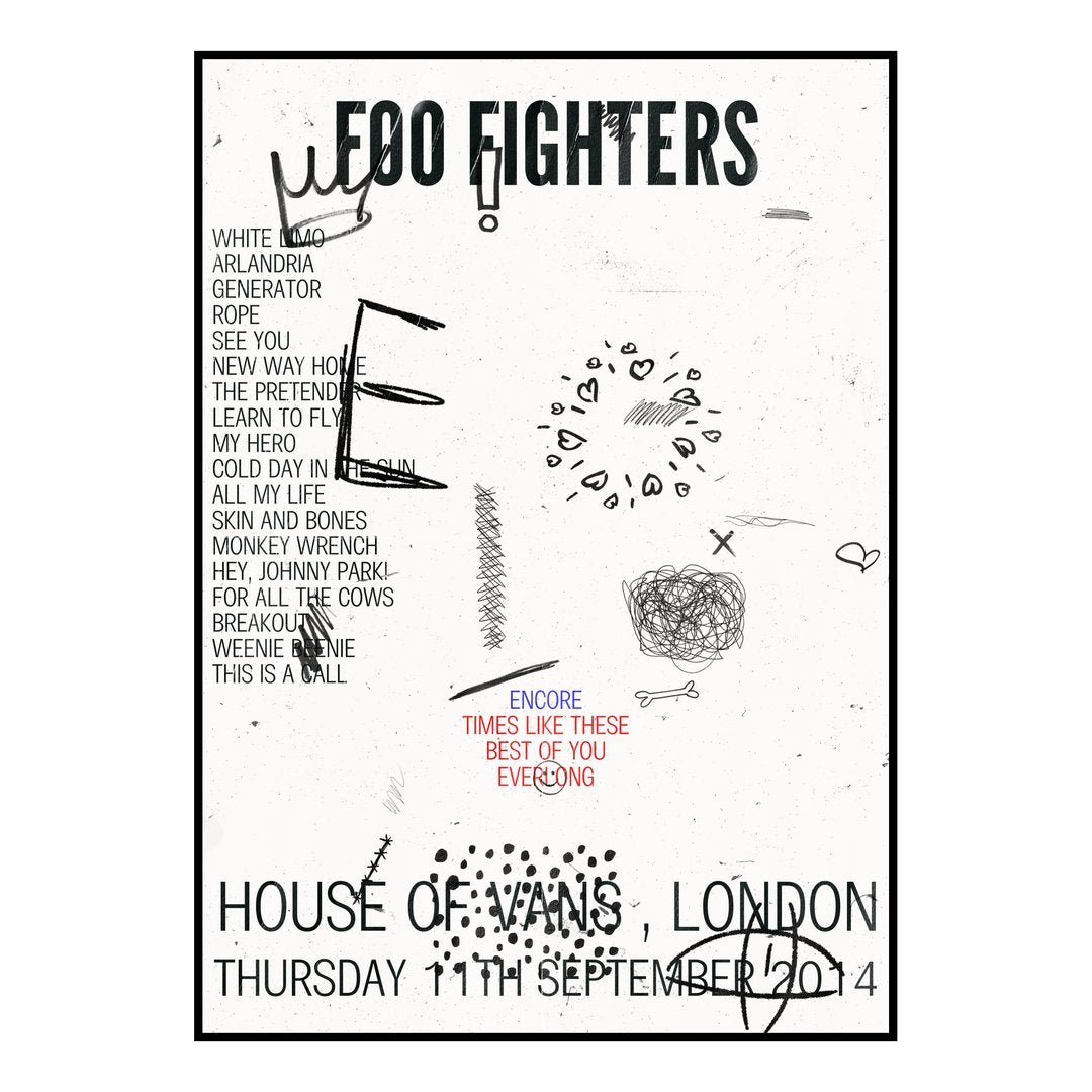Foo Fighters London 11th September 2014 Setlist poster