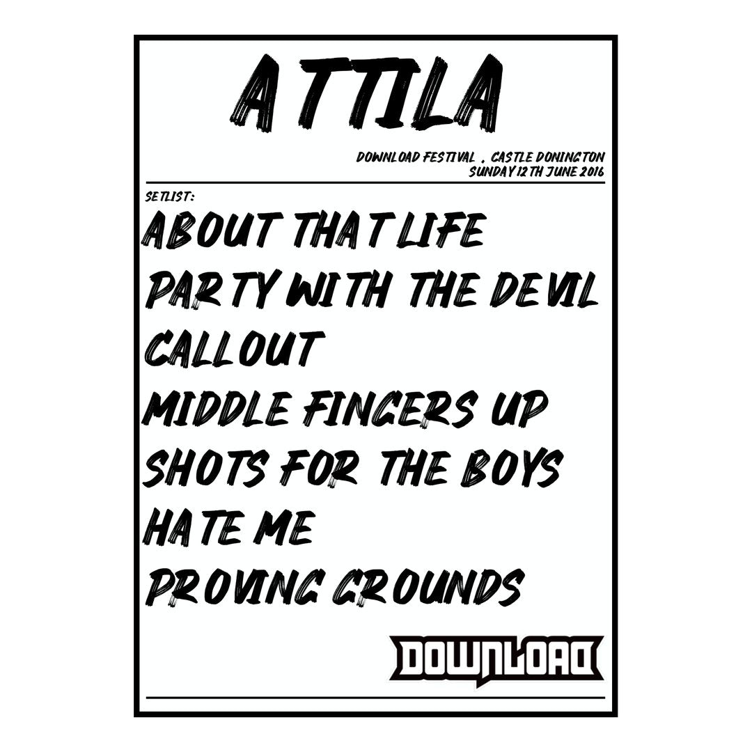 Attila Castle Donington 12th June 2016 Setlist poster