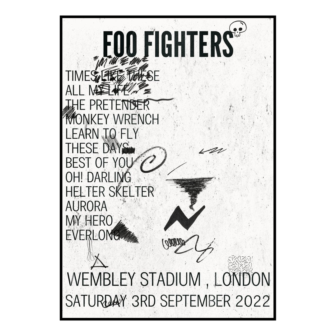 Foo Fighters London 3rd September 2022 Setlist poster