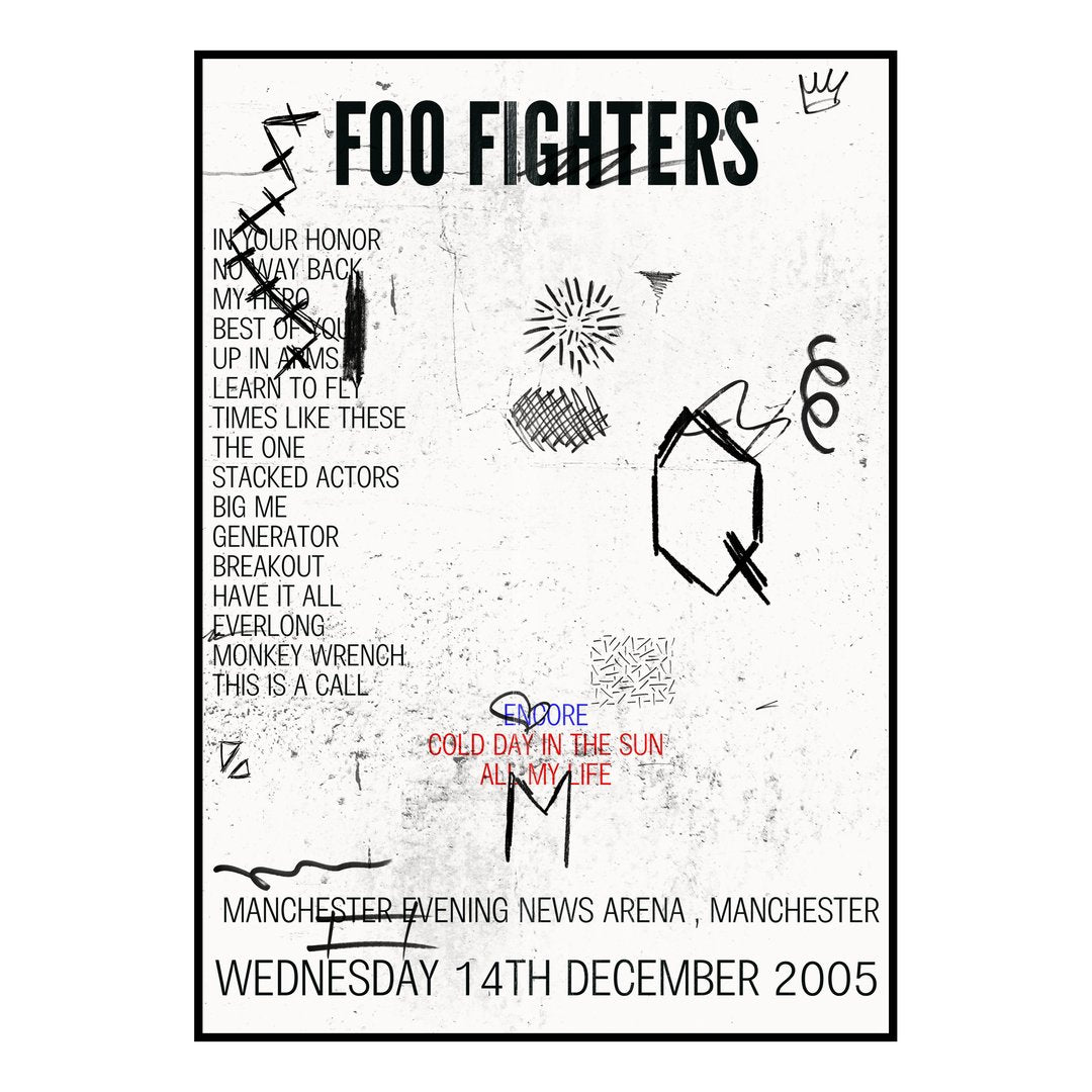 Foo Fighters Manchester 14th December 2005 Setlist poster
