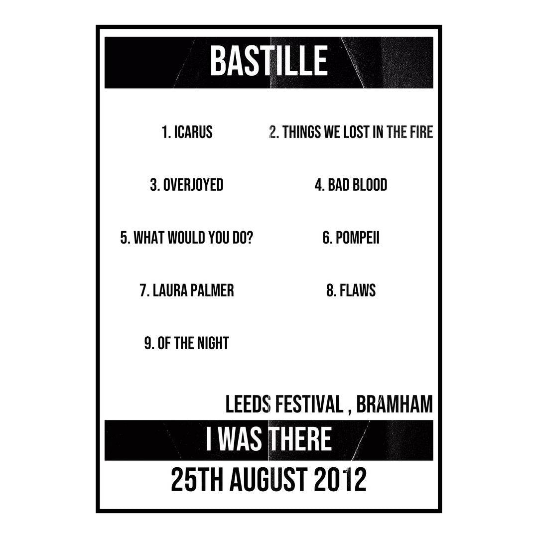 Bastille Bramham 25th August 2012 Setlist poster