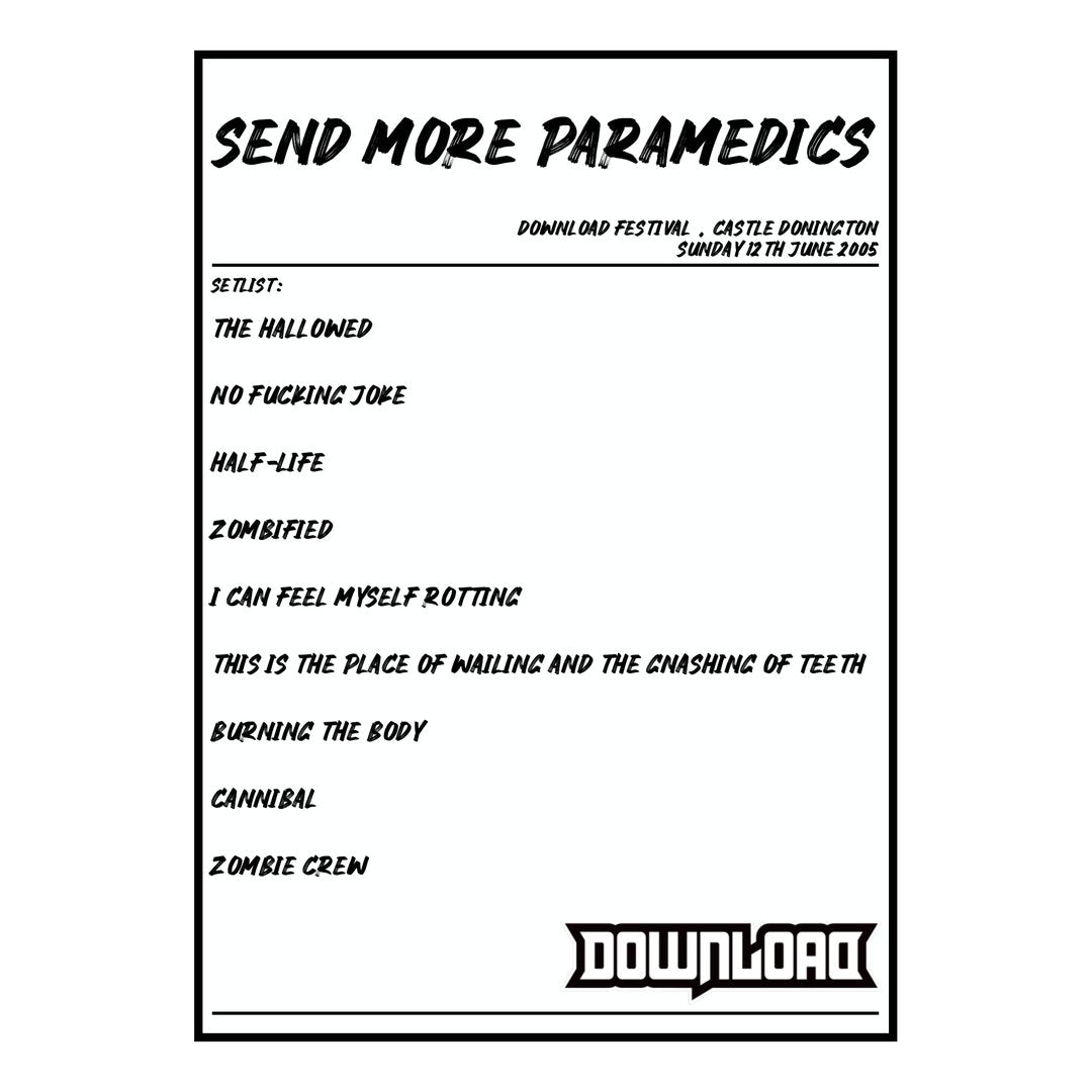Send More Paramedics Castle Donington 12th June 2005 Setlist poster