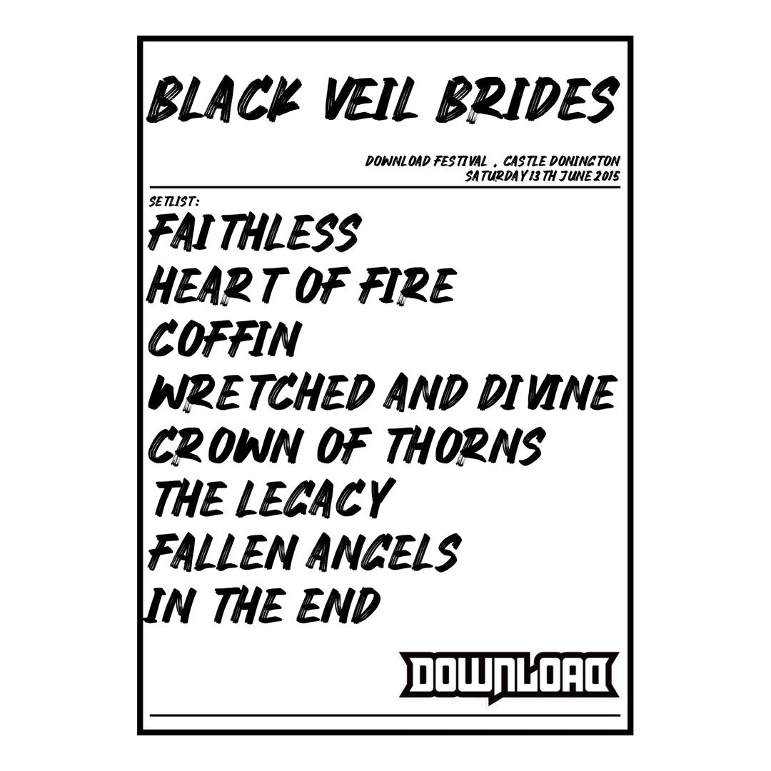 Black Veil Brides Castle Donington 13th June 2015 Setlist poster