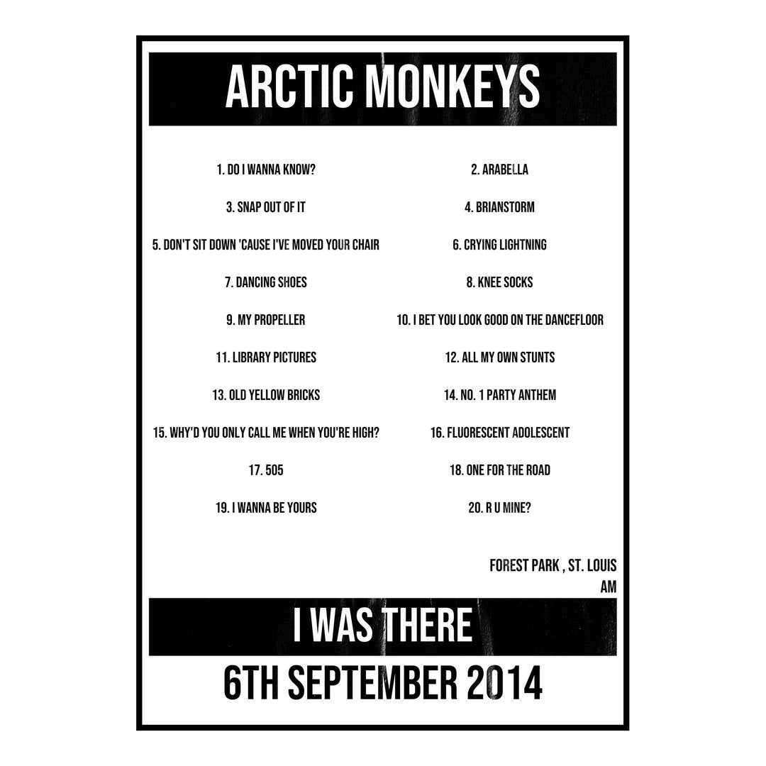 Arctic Monkeys St. Louis 6th September 2014 Setlist poster