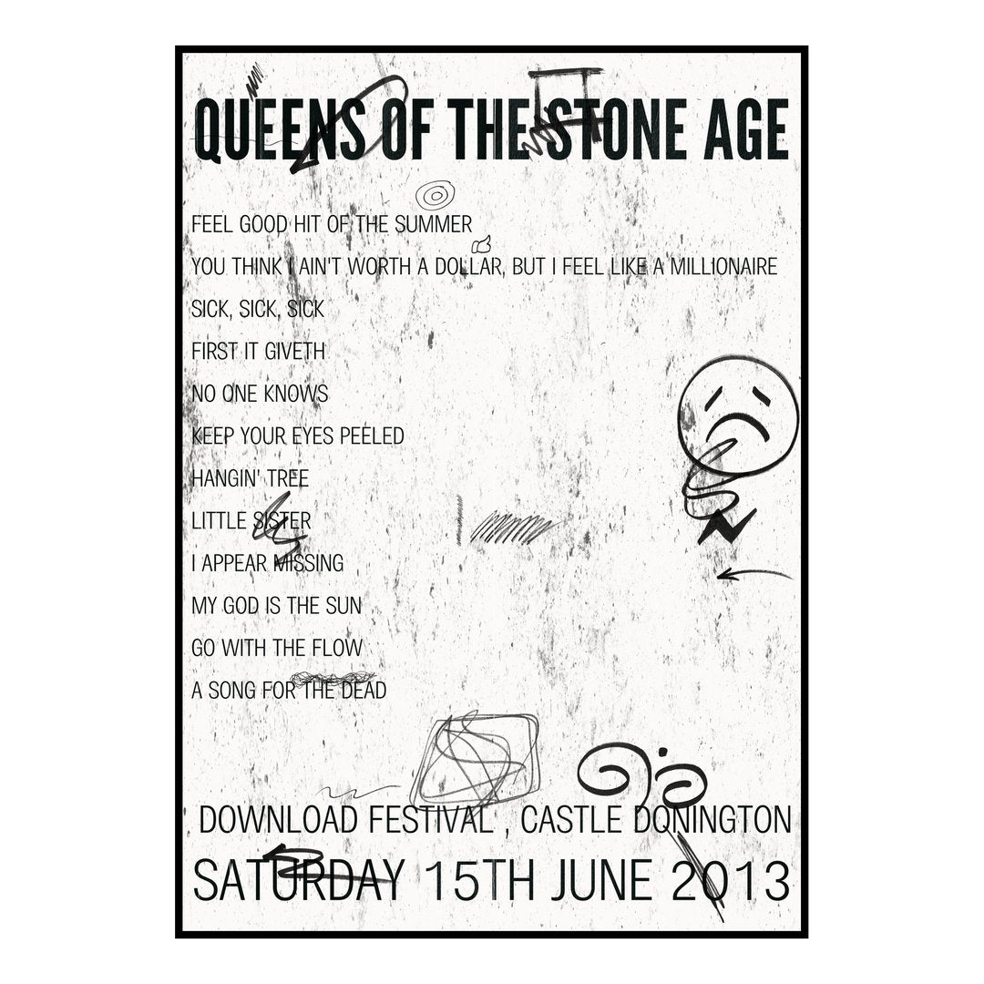 Queens of the Stone Age Castle Donington 15th June 2013 Setlist poster