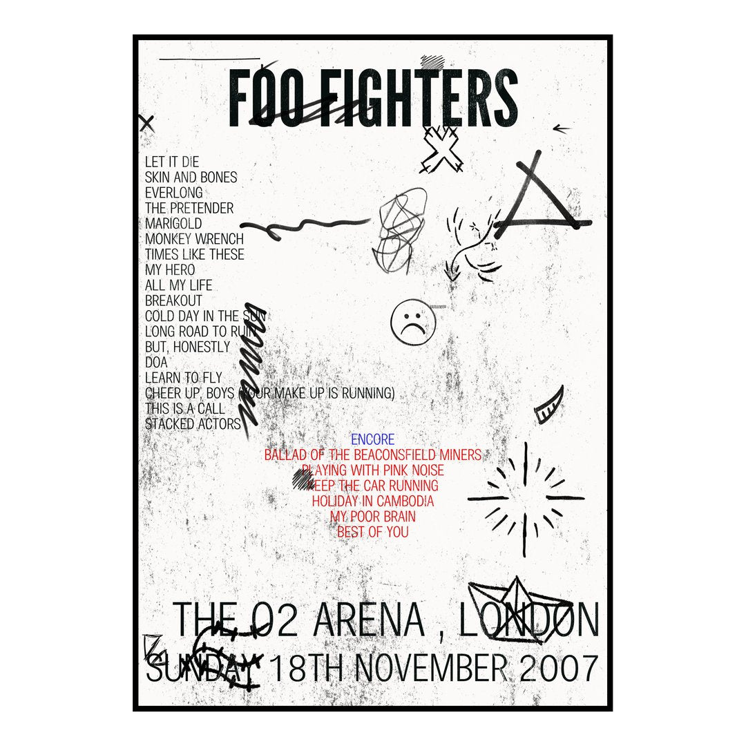 Foo Fighters London 18th November 2007 Setlist poster