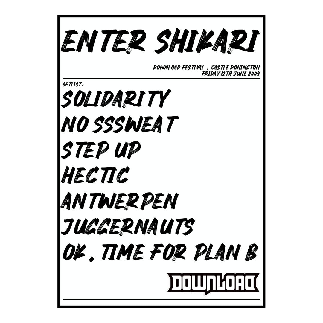 Enter Shikari Castle Donington 12th June 2009 Setlist poster