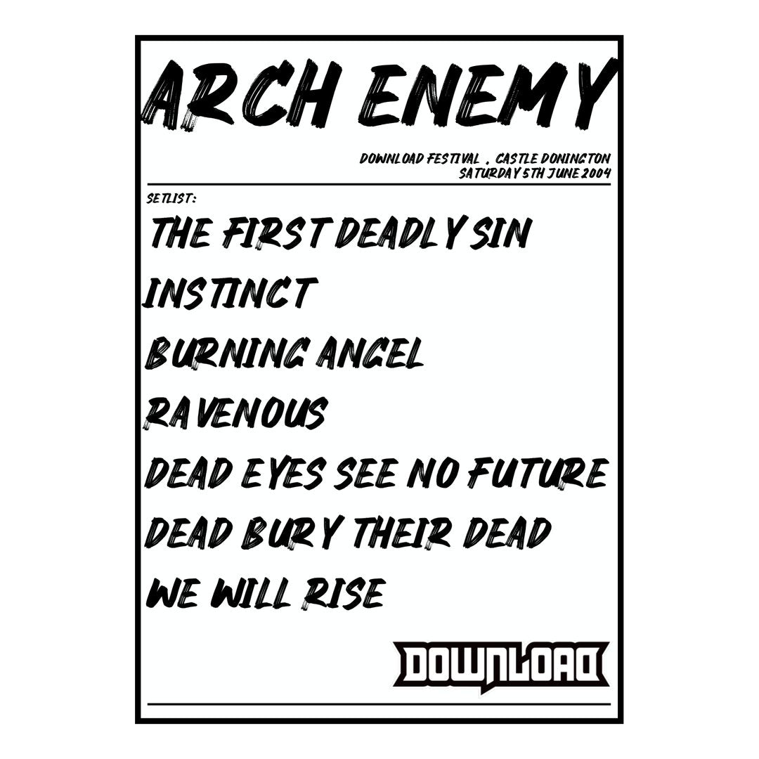 Arch Enemy Castle Donington 5th June 2004 Setlist poster