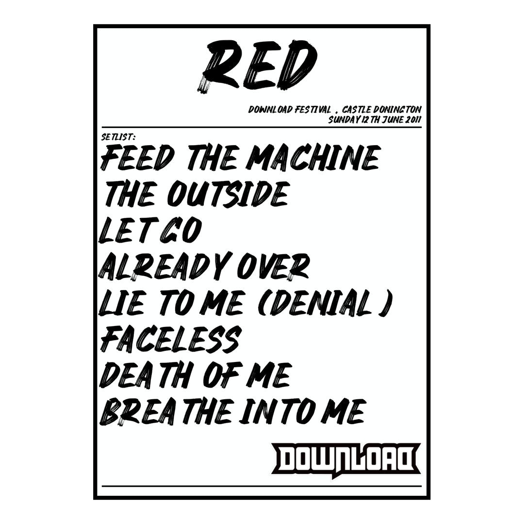 Red Castle Donington 12th June 2011 Setlist poster