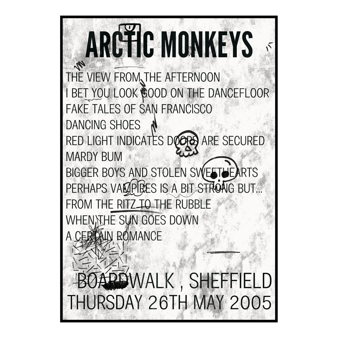 Arctic Monkeys Sheffield 26th May 2005 Setlist poster