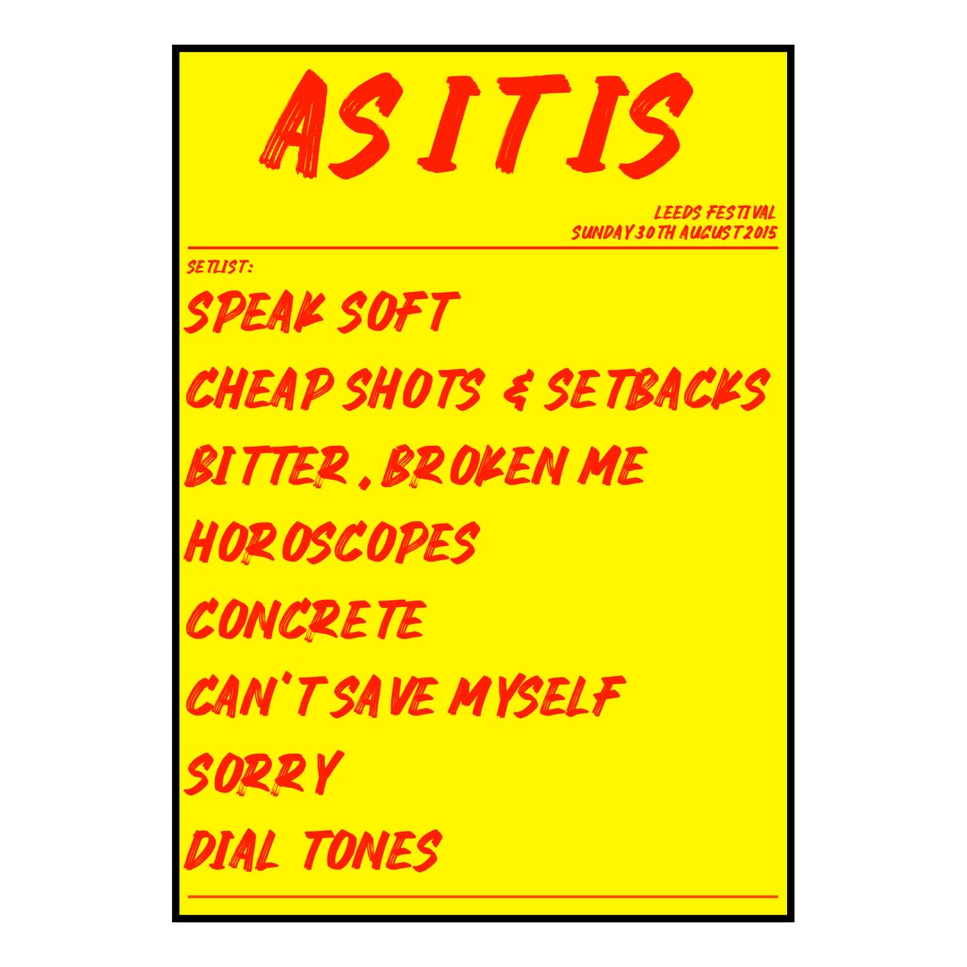As It Is Bramham 30th August 2015 Setlist poster