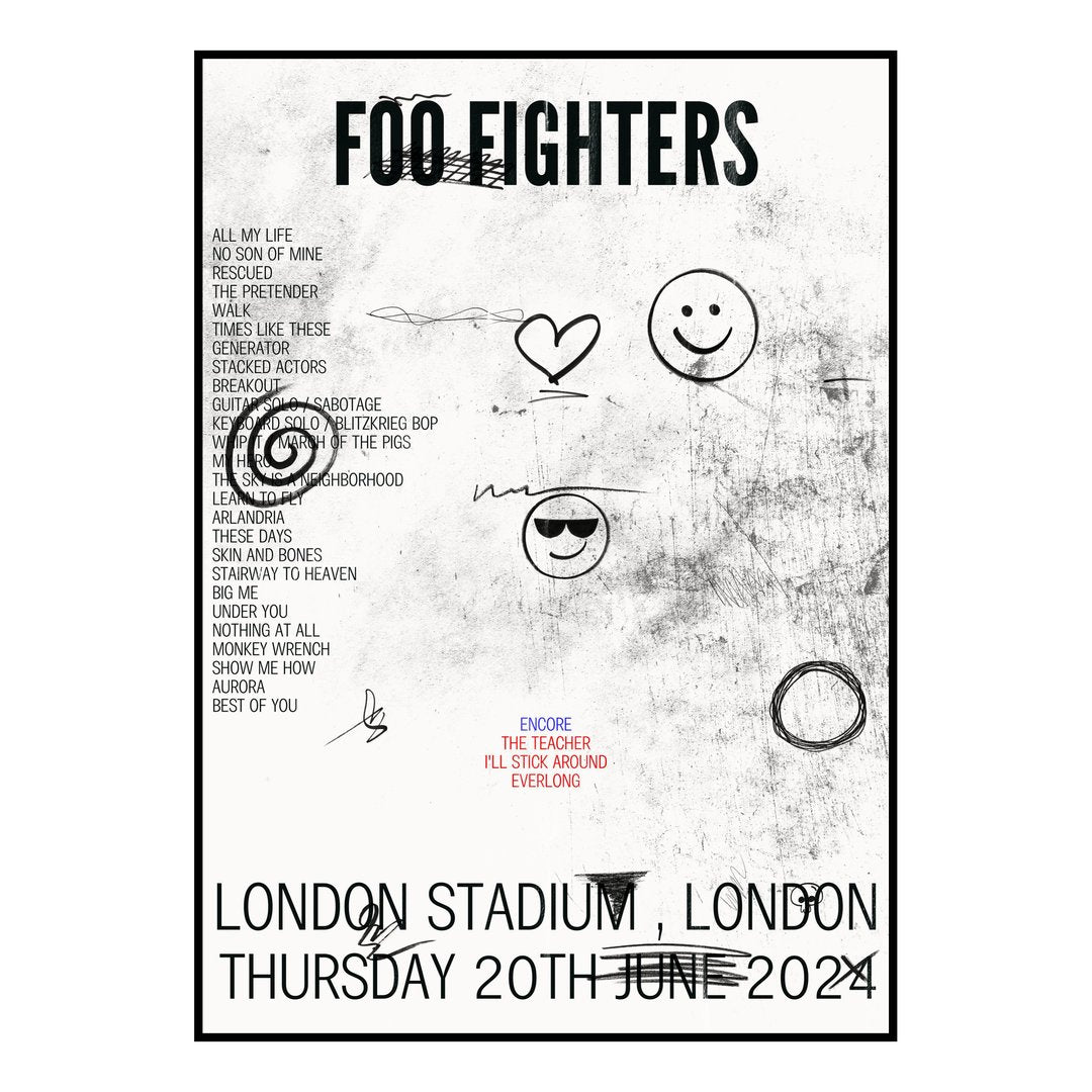 Foo Fighters London 20th June 2024 Setlist poster