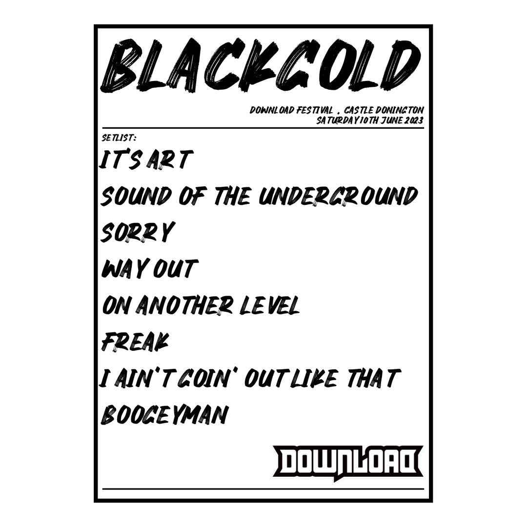 BLACKGOLD Castle Donington 10th June 2023 Setlist poster