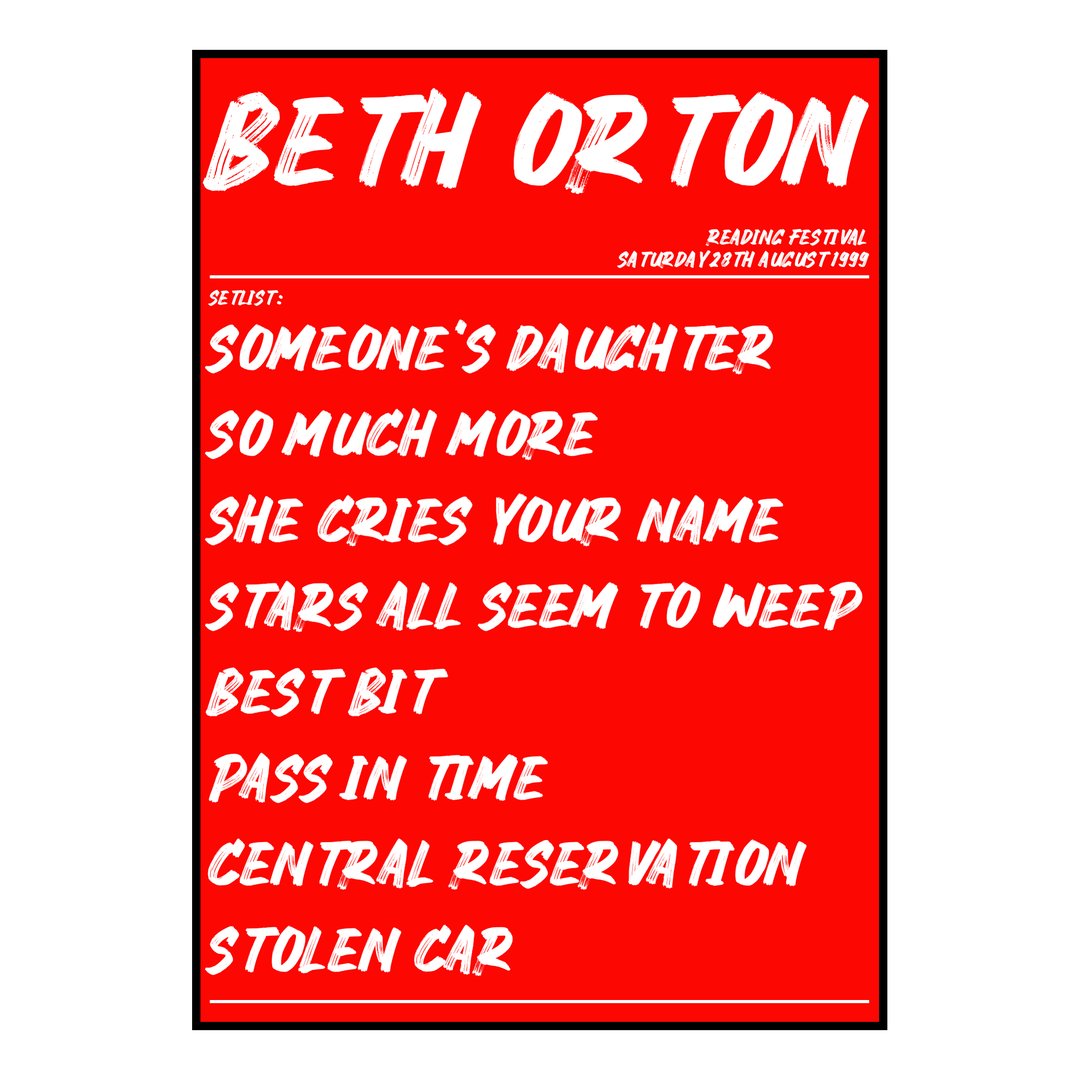 Beth Orton Reading 28th August 1999 Setlist poster