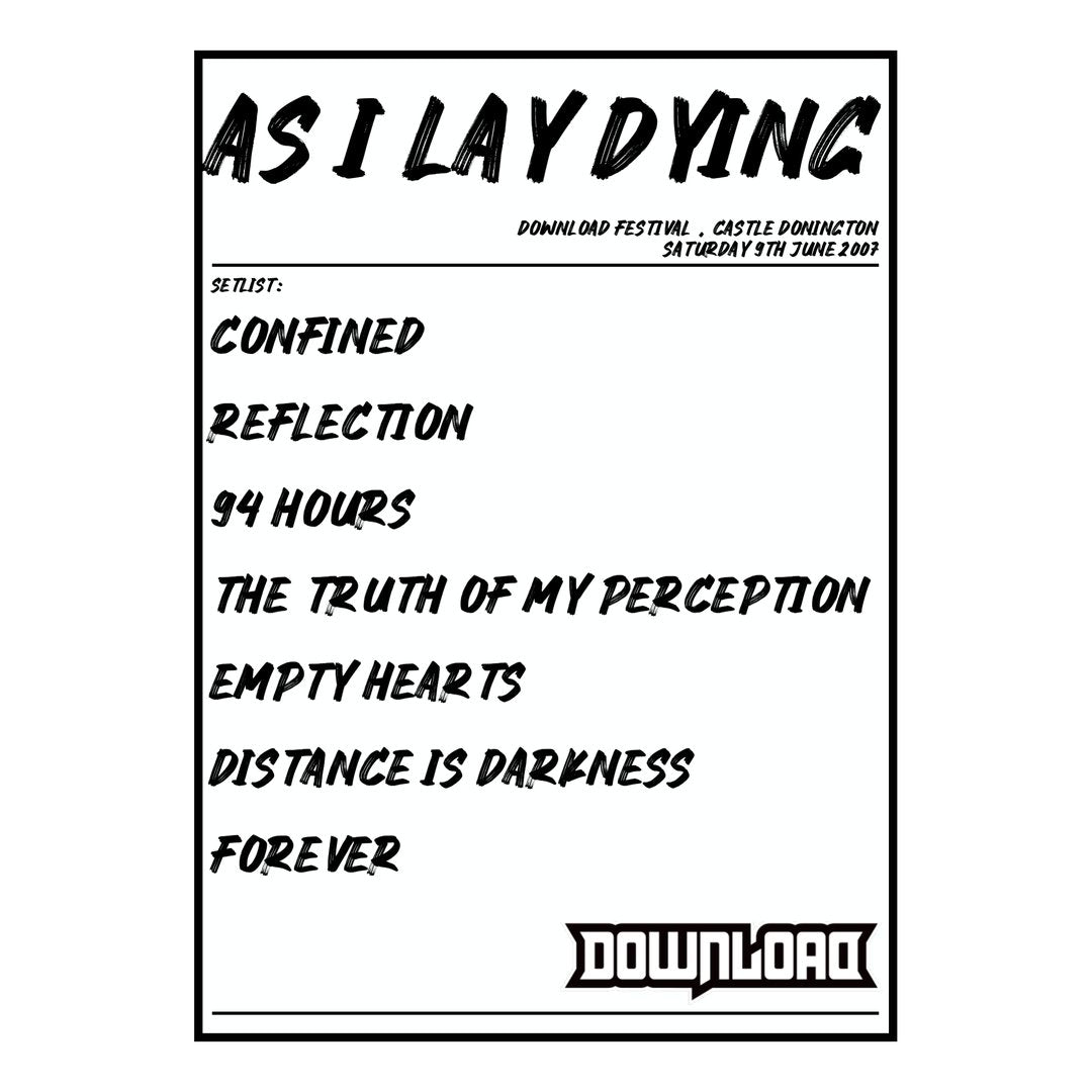 As I Lay Dying Castle Donington 9th June 2007 Setlist poster