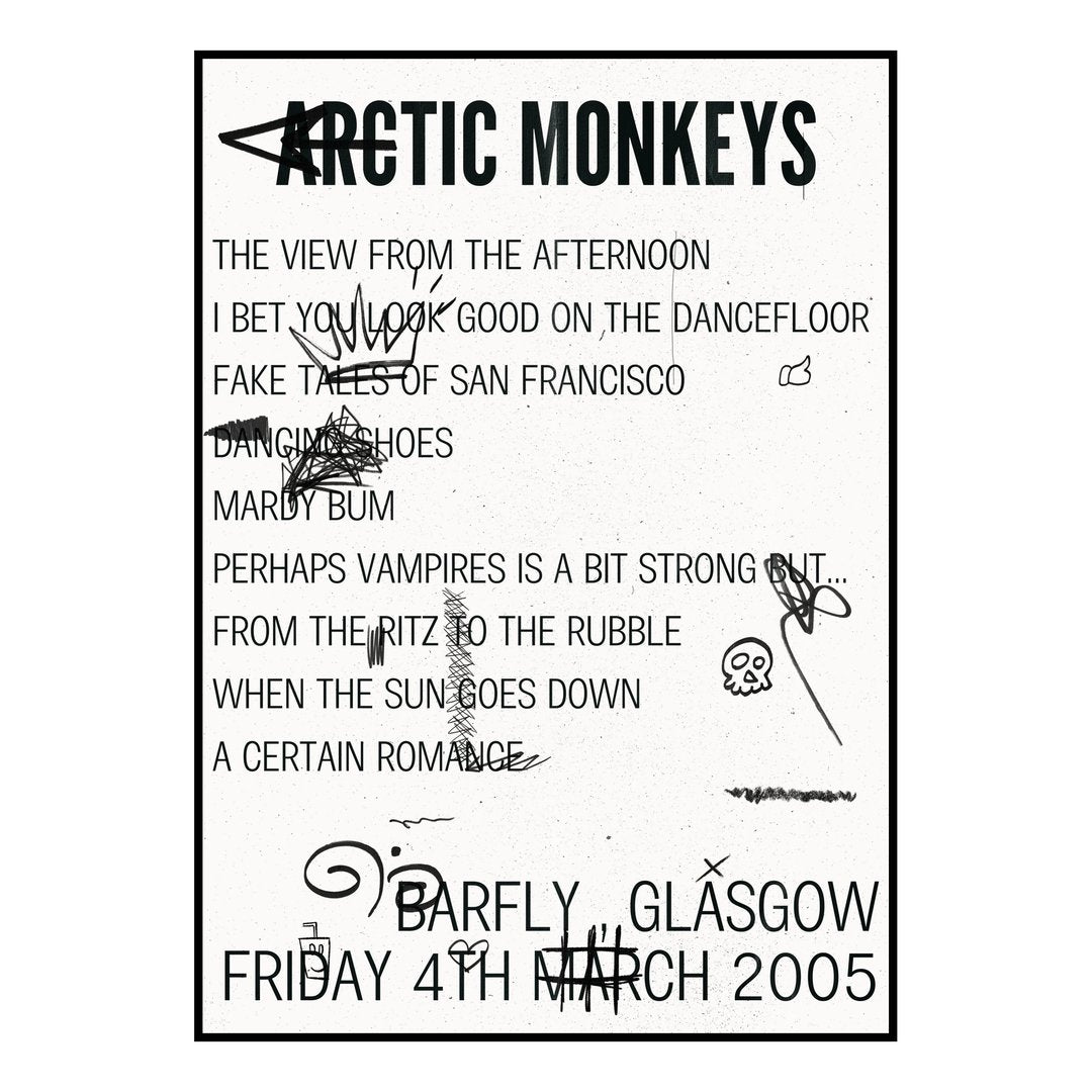 Arctic Monkeys Glasgow 4th March 2005 Setlist poster