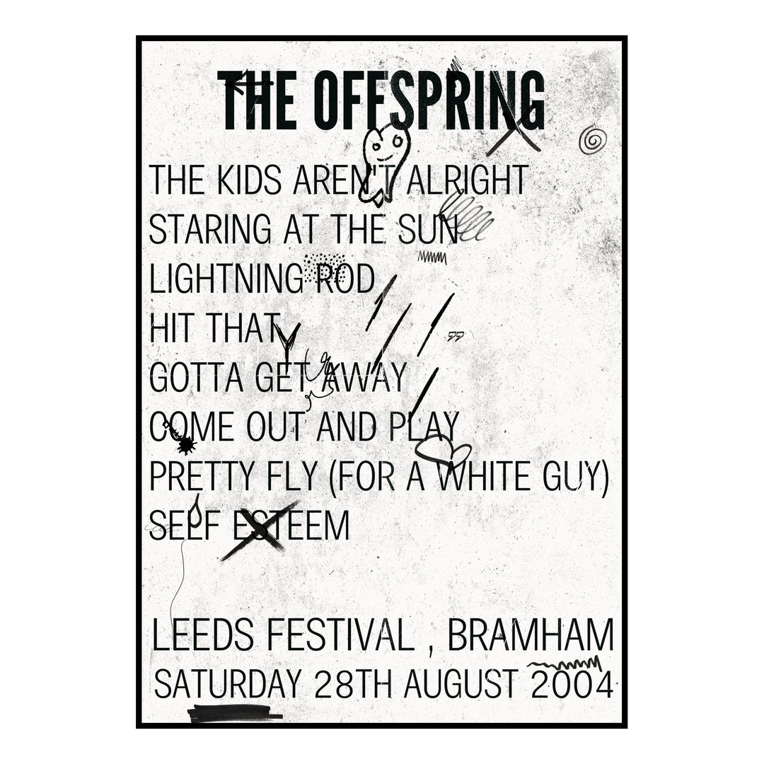 The Offspring Bramham 28th August 2004 Setlist poster