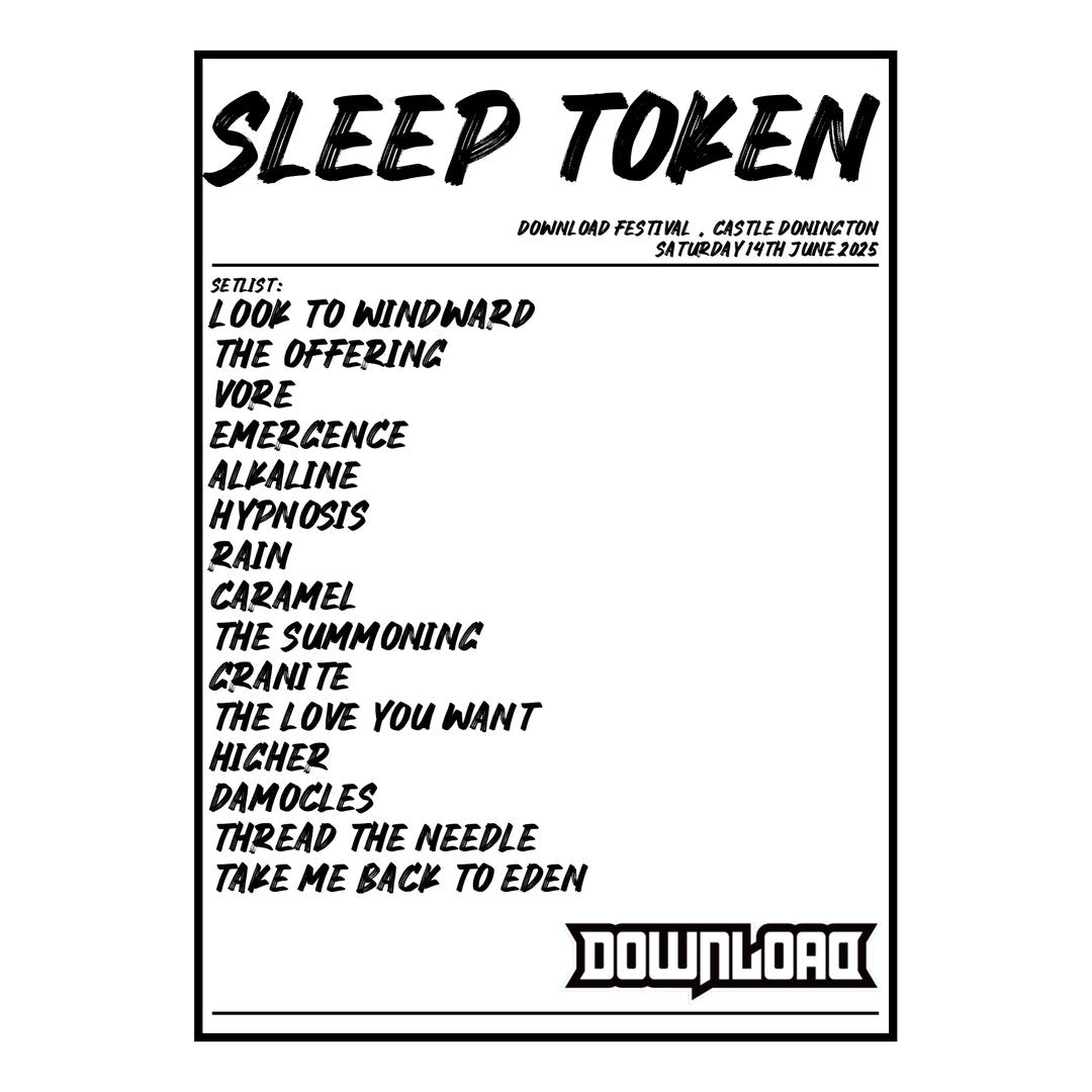 Sleep Token Castle Donington 14th June 2025 Setlist poster
