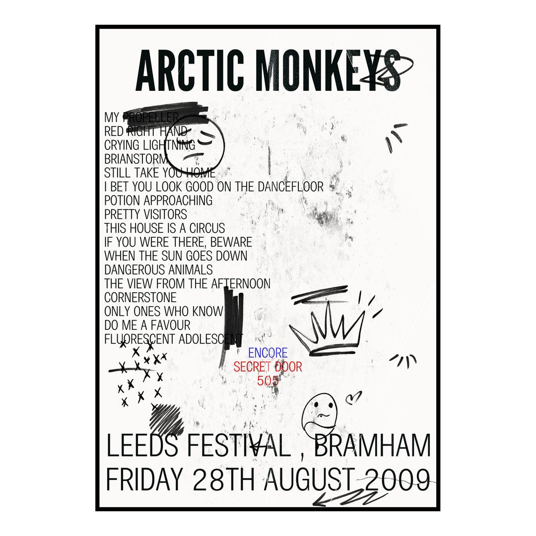 Arctic Monkeys Bramham 28th August 2009 Setlist poster