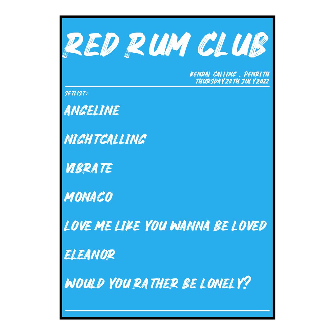 Red Rum Club Penrith 28th July 2022 Setlist poster