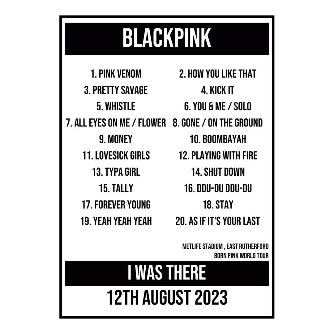A Setlist Poster Featuring BLACKPINK Gig from East Rutherford in 2023