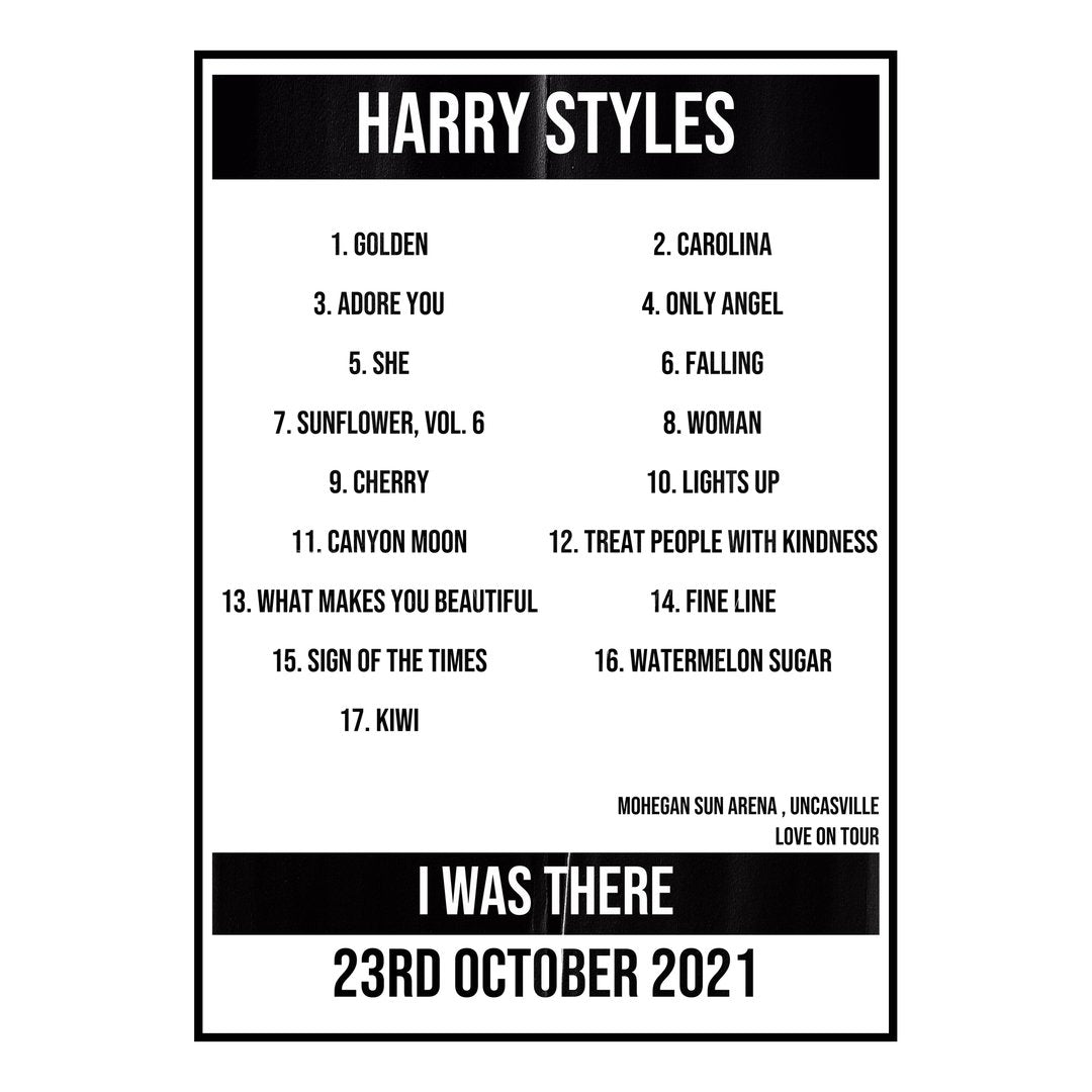 Harry Styles Uncasville 23rd October 2021 Setlist poster